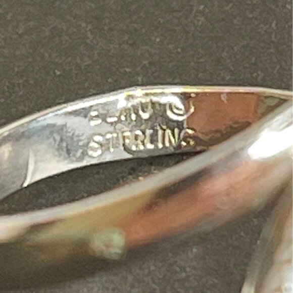 Modernist Marquise Chalcedony Cabochon Bezel Boho Sterling Silver Ring Size 7 - Picture 4 of 11